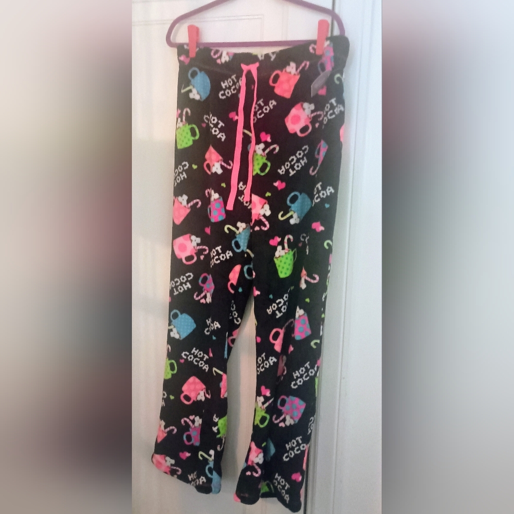 Secret Treasures Black Pajama Pants with Mug and Cocoa Print
